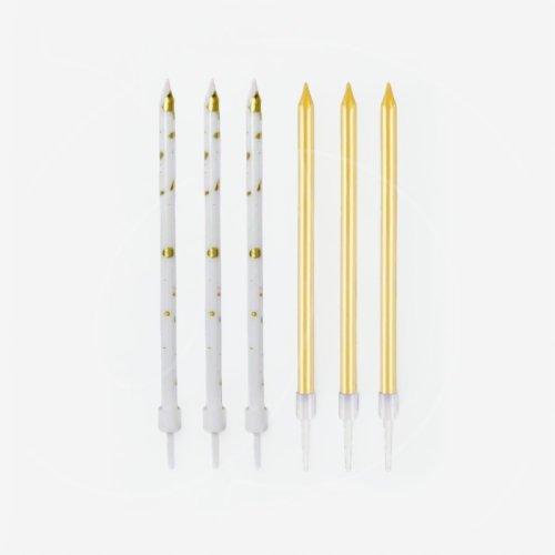 Свечи декоративные "Бело-золотой микс" 12 см 192054
