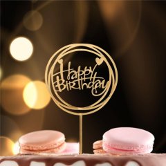 Топпер декоративный акриловый "Happy Birthday. Рамка" Золотой 3960647, Топ-39