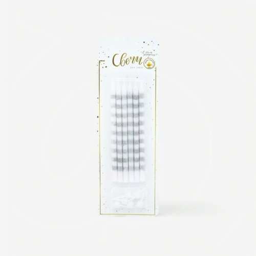 Свечи декоративные "Серебряная полоска" 13 см 620212