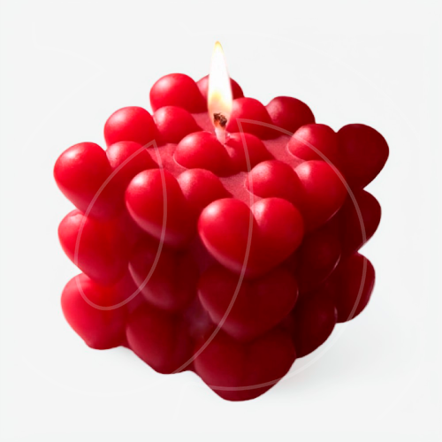 Свеча интерьерная "Кубик из сердец" 