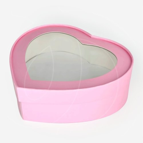 Коробка для сладостей с окном "Сердце" Розовая 21,5х18х5,5 см 071303