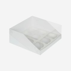 Коробка на 9 капкейков с прозрачной крышкой белая 040573 ф, 52310