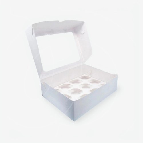 Коробка на 12 капкейков с окном белая 33x25x10 см 00063