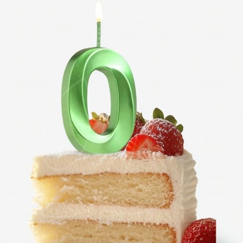 Свеча декоративная Цифра "0" Зелёная грань 5572734