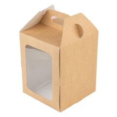 Коробка для кулича с фронтальной загрузкой крафт 15х15х18 см КУ-671