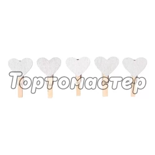 Прищепка для открытки "Сердечко" Серебро 50 шт 10063013