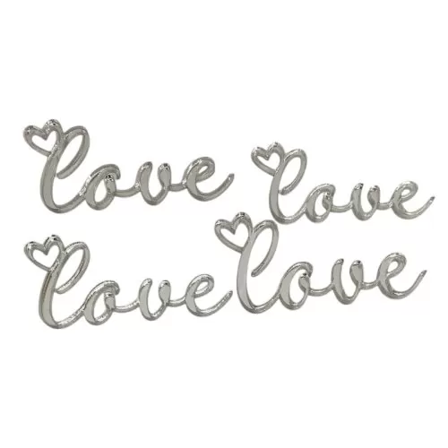 Набор топперов декоративных акриловых "Love" Серебро 6х3 см 4 шт 