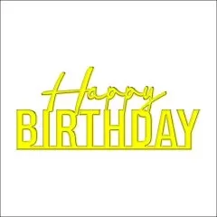 Топпер декоративный акриловый "Happy Birthday" Золото 11х5 см ТСК70